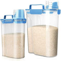 Viretec Rice Storage Container, 5 to 10lb Dry Food Airtight Dispenser, Pet Dog Cat Food Canister, BPA Free Clear Plastic Kitchen and Pantry Bin for Oatmeal, Cereal, Pasta, Flour Pack of 2 Blue by Viretec