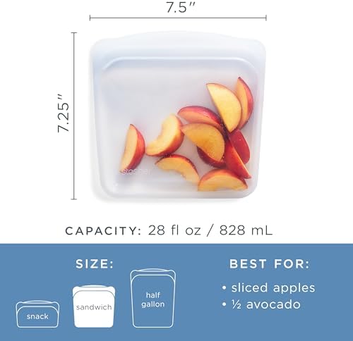 Stasher Premium Reusable Silicone Food Storage Sandwich Bag, Clear, 28 oz - Image 2