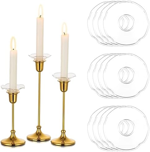 Glasseam Glass Bobeches for Candlestick, 12Pcs Clear Candles Drip Protector by Glasseam