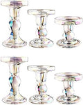 6-Piece Set of Color Glass Candlestick, Crystal Candlestick Holder Holder and Conical Candle, Christmas Candle Holder Decoration, Family Living Room Wedding Candle Holder (color2sets) by BTGLLAS