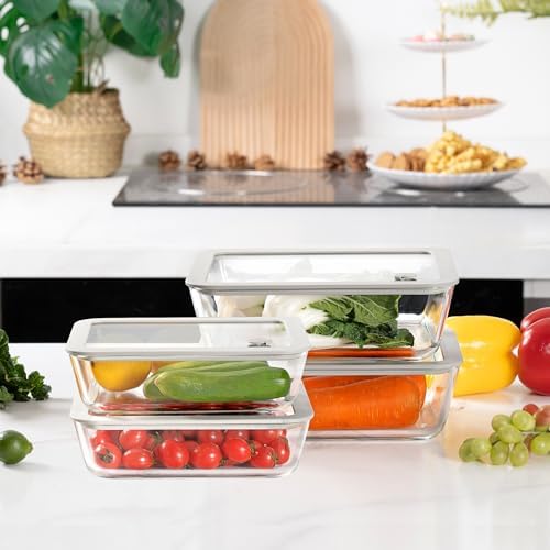 Glass Food Containers with Glass Lid, Microwave Safe Food Storage Container Set, 2 Pack of 87oz, Large Size Airtight Storage Set with Leak Proof Lids, Meal Prep Containers - Image 6