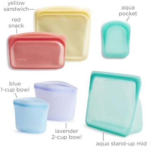 Stasher Premium Reusable Silicone Food Storage Bags, 6-Pack, Multicolor - Image 5