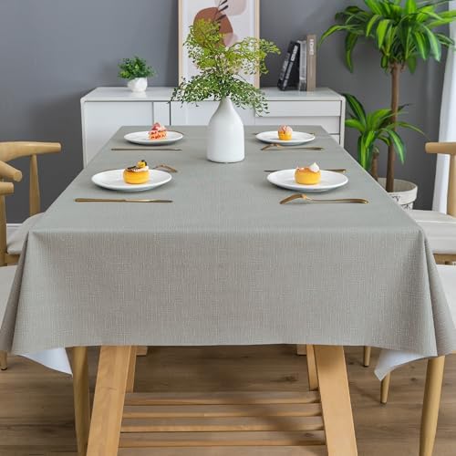 Square Table Cloth,100% Waterproof Tablecloth Oil Proof Spill Proof Vinyl Table Cloth, Wipe Clean Plastic Table Cover for Dining, Camping, Indoor and Outdoor 54" x 54",Grey - Image 7