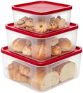 Plastic Food Storage Containers with Lids Airtight - Large Meal Prep Containers Reusable for Freezer - Bread Box for Cookies, Sandwich, Cake & Muffin, Leak-Proof & Stackable, Square, 3 Pcs by REDANT