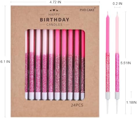 PHD CAKE Pink Glitter Birthday Candles, Cake Candles, Birthday Parties, Wedding Decorations, Party Candles - Image 5