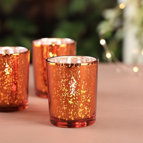 DARJEN 24Pcs Orange Votive Candle Holders Tea Lights Candles Holders - Image 3