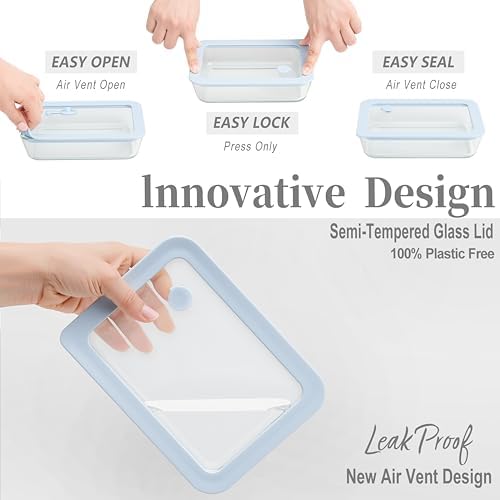 Urban Green Glass Food Container Set with Glass Lid, 4 Pack, Meal Prep Containers with Silicone Framed Airtight Lid, Leakproof, 100% Plastic Free, - Image 4