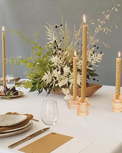 Vixdonos Glass Candlestick Holders Tealight Candle Holders for Table Centerpieces, Wedding Decor and Dinner Party (6 Pcs, Yellow) - Image 4