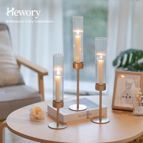 Hewory Gold Hurricane Candle Holder: 6PCS Candlestick Holders for Decor - Image 4