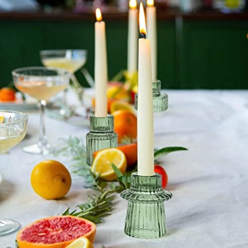 Vixdonos Taper Glass Candlestick Holders Tealight Candle Holders for Table Centerpieces, Wedding Decor and Dinner Party (6 Pcs, Green) - Image 7
