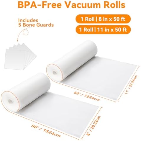 Wevac Vacuum Sealer Bags 8x50, 11x50 Rolls 2 pack for Food Saver, Seal a Meal, Weston. Commercial Grade, BPA Free, Heavy Duty, Great for vac storage, Meal Prep or Sous Vide - Image 2