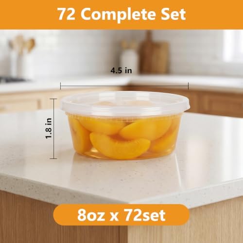 NESCCI 72 Sets (144-Piece) Deli Containers with Lids,8oz X 72 Set Each - Image 2
