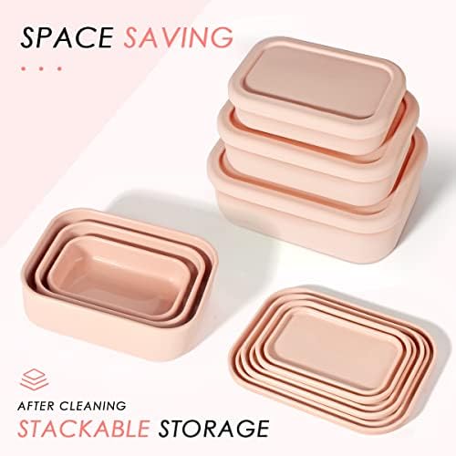 Silicone Food Storage Containers, Set of 3 Hard-Shell Bento Lunch Boxes - Image 2