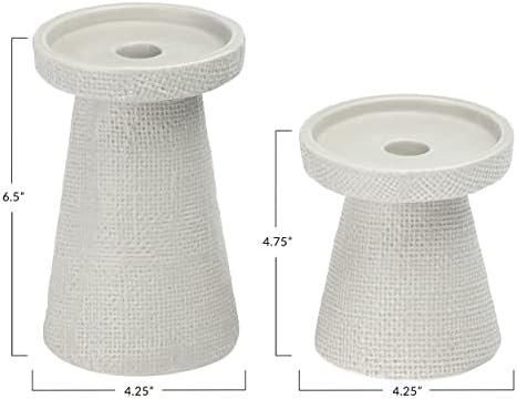 Main + Mesa Stoneware Pillar & Taper Candle Holders, Set of 2 - Image 5