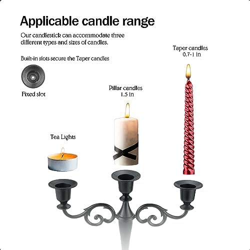 3 Candle Metal Candelabra – Candlesticks Holder, Brass - Image 3