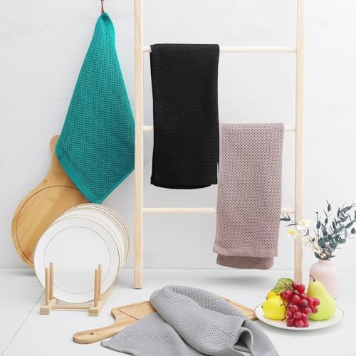 Homaxy 100% Cotton Waffle Weave Kitchen Dish Towels 24-Pack, Black - Image 6