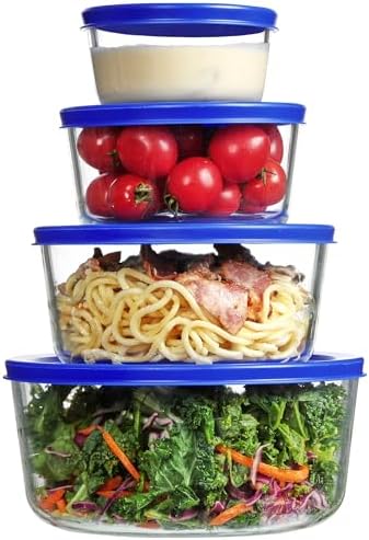 Vtopmart 4 Pack Glass Bowls with Lids (1, 2, 4, 7 Cup) by Vtopmart