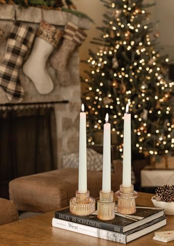 Vixdonos Taper Glass Candlestick Holders Tealight Candle Holders for Table Centerpieces, Wedding Decor and Dinner Party (3 Pcs, Gold) - Image 6