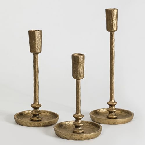 Rustic Cast Iron Taper Candle Holder - Set of 3 Vintage Candle Stands by SUJUN