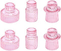Vixdonos Taper Glass Candlestick Holders Tealight Candle Holders for Table Centerpieces, Wedding Decor and Dinner Party (6 Pcs, Pink) by Vixdonos