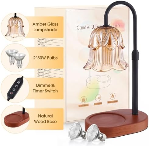 Candle Warmer Lamp Adjustable Timer Electric－Amber Flower Shaped Melting Wax Lamp - Image 2