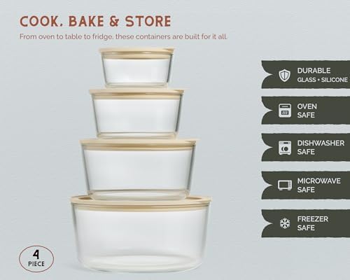 Vase & Vessel Glass Nesting Bowls, Circular, Set of 4, Clear/Beige - Image 7