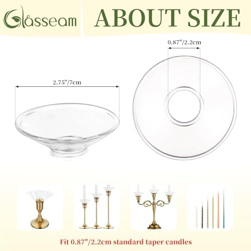 Glasseam Glass Candle Drip Protectors, 24Pcs Clear Bobeches for Candlestick - Image 5