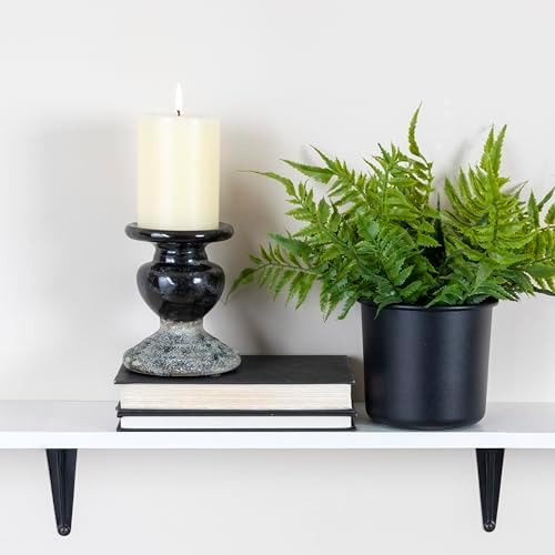 Creative Co-Op 2-Tone Sculptural Terracotta Pillar Candle Holder, Distressed Black - Image 3