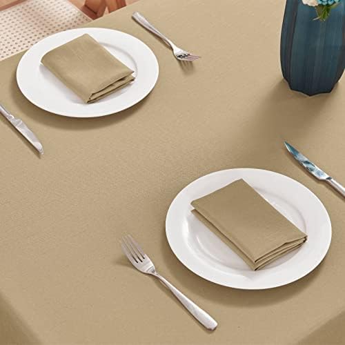 Veblandy Faux Linen Rectangle Tablecloth Waterproof 52x70 inch Table Cloth Stain and Wrinkle Resistant Washable, Decorative Fabric Table Cover for Dining, Kitchen, Wedding and Parties, Coffee - Image 2