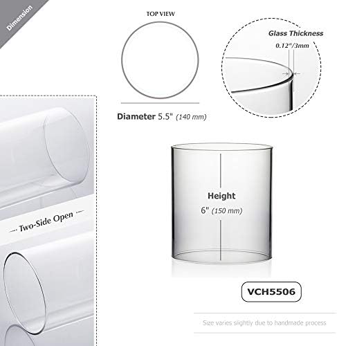 WGVI Hurricane Candle Holder Sleeve, Wide 5.5", Height 6", Clear Glass Cylinder Candleholder, Chimney Tube, Open Ended Candle Shade, 12 Pieces Bulk - Image 2