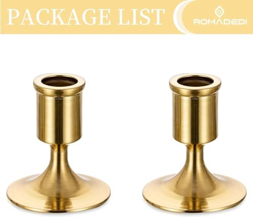 Romadedi Gold Candlestick Candle Holders for Taper, 2 PCS Gold Brass Color Candle Stick Candle Holder for Table Centerpiece, Wedding Reception, Festive Christmas Mantel Decoration or Home Decor - Image 6