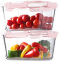 4 Pieces 63oz Large Glass Food Storage Containers with Lids for Meal Prep by HOMBERKING