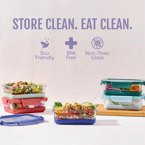 Ello Duraglass Refresh 3.4 Cup Meal Prep Containers, 10 Pc, Everest - Image 2