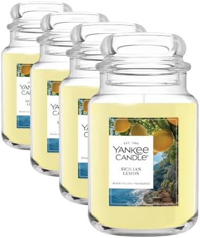 Yankee Candle Sicilian Lemon Scented Candle, 22oz Jar, Large (Pack of 4) by YankeeCandle