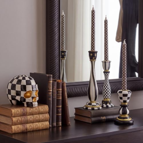 3 Pcs Black and White Checkerboard Taper Candle Holder,Vivid - Image 3