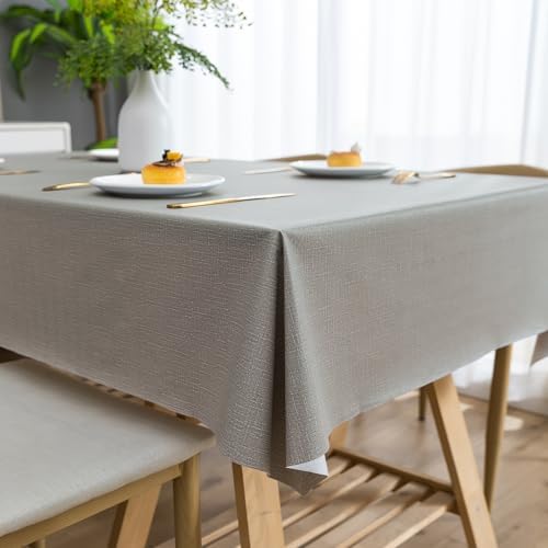 Rectangle Table Cloth,100% Waterproof Tablecloth Oil Proof Spill Proof Vinyl Table Cloth, Wipe Clean Plastic Table Cover for Dining, Camping, Indoor and Outdoor 52" x 70",Grey - Image 7