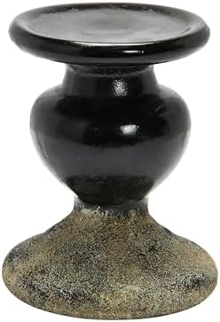 Creative Co-Op 2-Tone Sculptural Terracotta Pillar Candle Holder, Distressed Black by Unknown