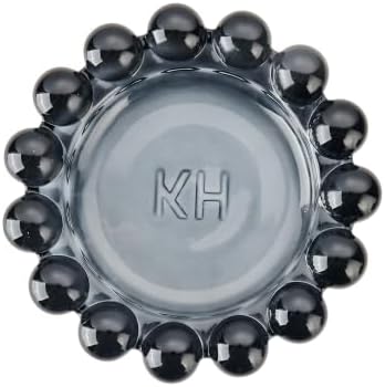 khtumeware Large Black Bubble Glass Candle Dish – Modern Clear Glass Candle Holder for Tealights & Diffusers, Decorative Tray for Home & Tabletop Decor（1 Pack） - Image 3