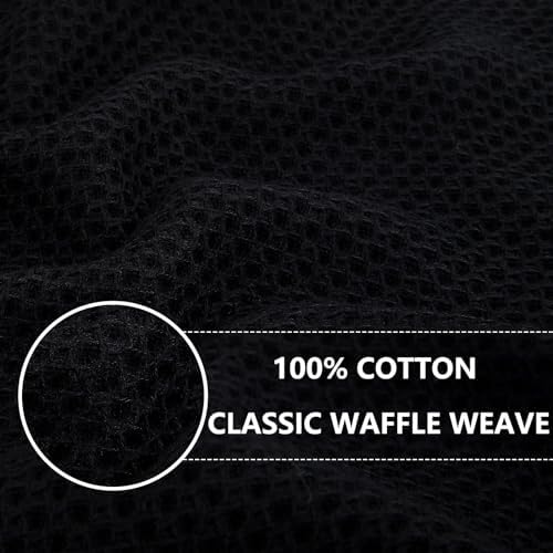 Homaxy 100% Cotton Oversized Waffle Weave Kitchen Towels 6-Pack, Black - Image 2