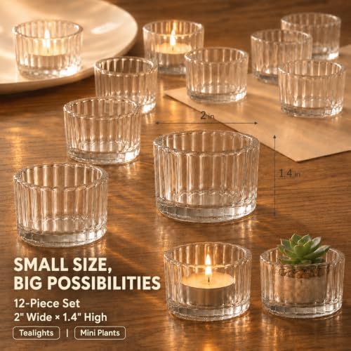 Clear Tea Light Candle Holders Set of 12,2"x 1.4" - Image 2