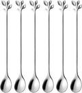 AnSaw 6-Piece Elegant Silver Leaf Long Handle Teaspoons by AnSaw