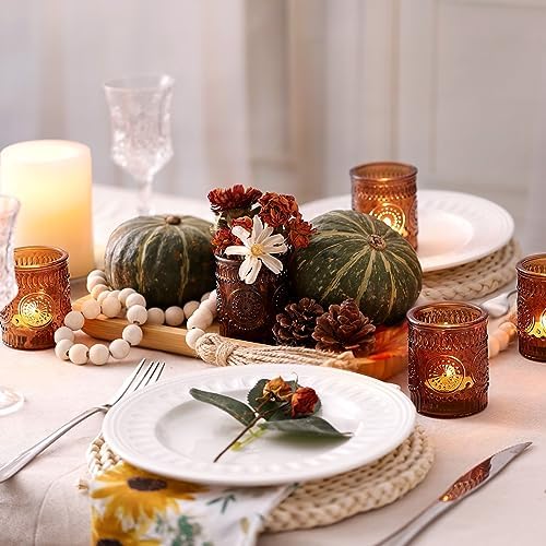24 Pcs Amber Votive Tealight Candle Holders, Fall Christmas Decorations - Image 4