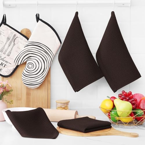 Homaxy 100% Cotton Waffle Weave Kitchen Dish Cloths 18-Pack, Dark Brown - Image 6