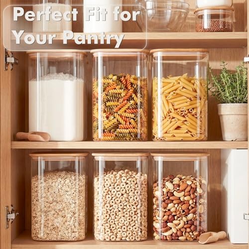3.4Qt Large Glass Flour Cereal Storage Container with Bamboo Lid - Image 4