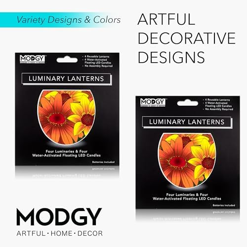 MODGY Luminary Lanterns Candle Holder Decorative Indoor Outdoor Decor, Lanterns for Wedding Centerpiece Decoration Outside Patio, with Flameless Floating LED Candles, ThankFall Pack of 2 - Image 5