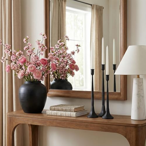 Denique Iron Taper Candle Holder Set of 3, Black Candlestick Holders Decorative Candle Stand, Tapered Candle Holders Tall Set for Wedding, Dining Table, Home Decoration (Black) - Image 4