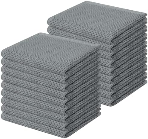 Homaxy 100% Cotton Waffle Weave Kitchen Dish Cloths 18-Pack, Grey by Homaxy