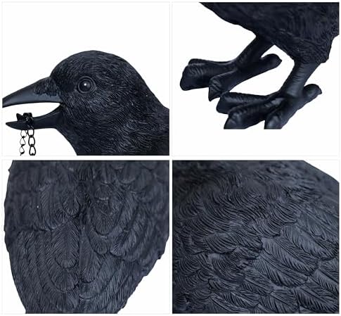 Dlfghos Gothic Home Decor Raven Lamp Tealight Candle Holder Halloween Decorations Indoor Fake Crow Light Holder Resin Black Bird Statue for Living Room Fireplace Entrance Holiday Spooky Ornaments - Image 5
