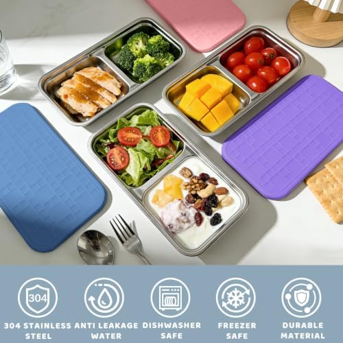 15 oz Snack Containers for Kids, Stainless Steel Lunch Box 3 Pack - Image 3