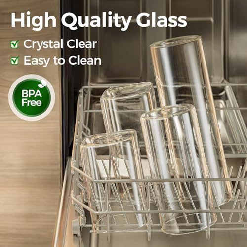 ComSaf 1.2 QT Glass Storage Containers with Lids, Glass Jars with Lids, Clear Food Jar, Square Canister Set of 6, Pantry Organizers and Storage for Cookie Flour Oat Pasta Tea Coffee Bean (Pack of 2) - Image 4